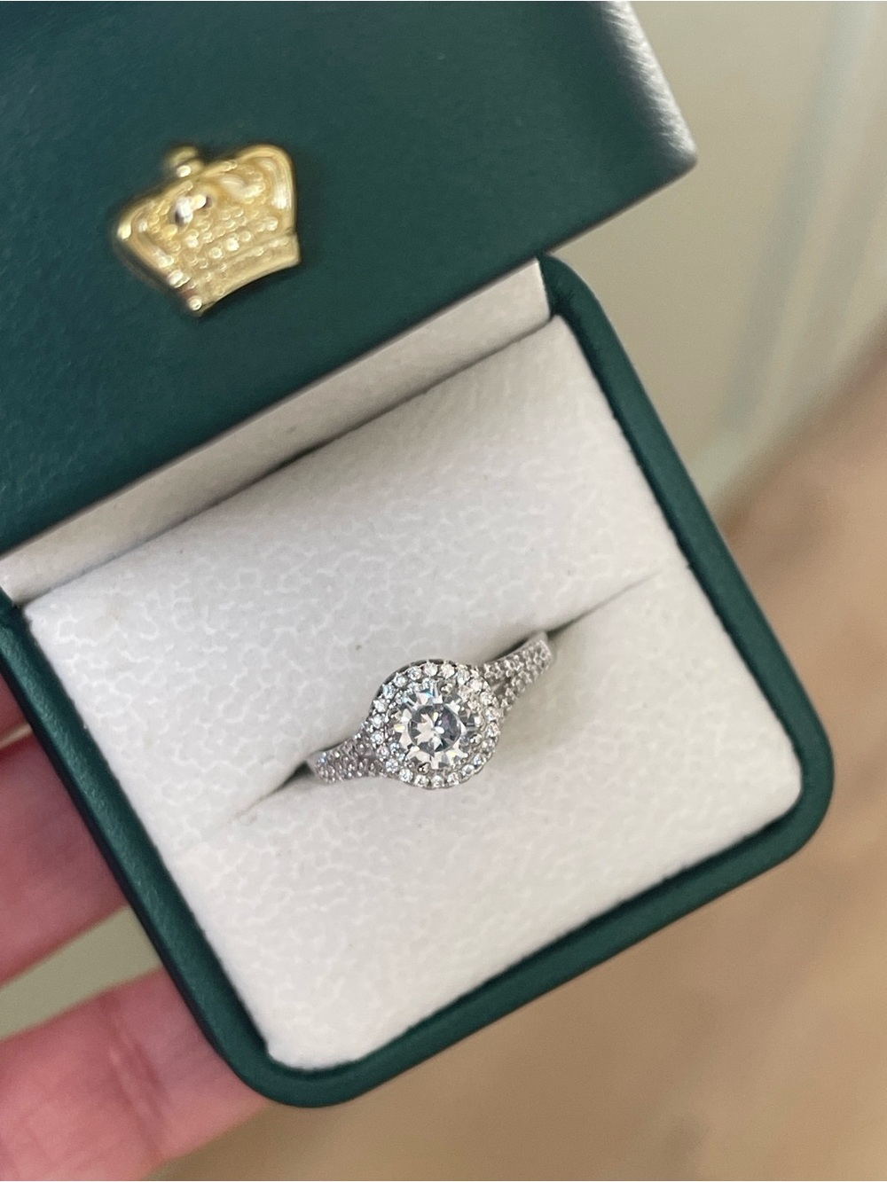 Double Halo Cubic Zirconia Promise or Engagement Ring